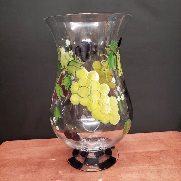 Vintage 1990's Home Essentials Grapes Hurricane Candleholder Vase NEW! - Picture 7 of 10
